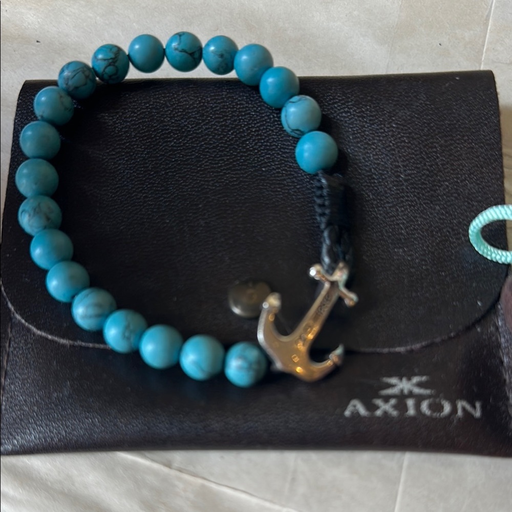 Blue Beaded Jewelry with Silver Anchor Charm